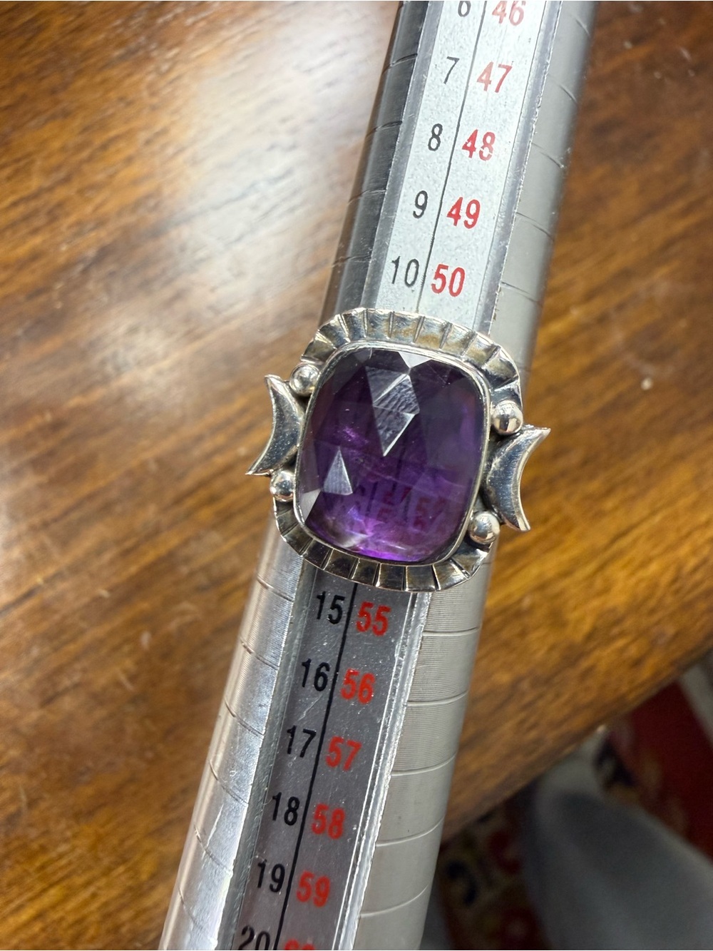 Sterling Silver Amethyst Statement Ring size 6 - Picture 5 of 6